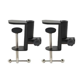 Jhanw Desk C-Clamps with 2 pieces 1/2" Thread Hole, 2 Pack Adjustable Metal Clamps on Table Stand, Black Desk Light Clamp Holder for Swing Arm Magnifying Desk Lamp Microphone Camera