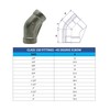 AF Hydro Stainless Steel SS316 45 Degree Elbow Pipe Fitting,
