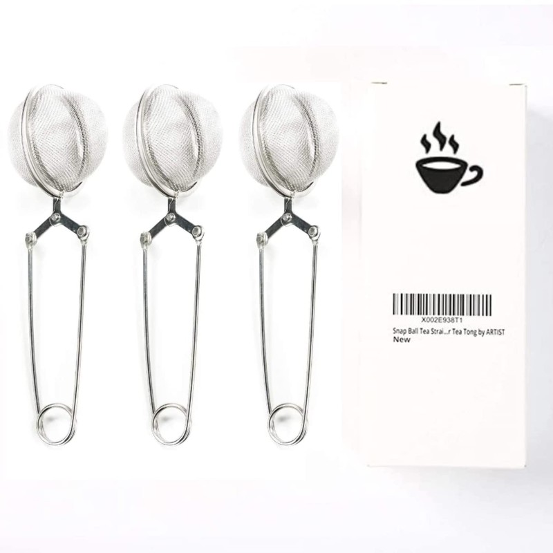 Snap Ball Tea Strainer with Handle (3 Pack) for Loose