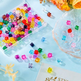 Craftdady 160 Pcs 10mm Faceted Cube Acrylic Beads Transparent Crystal Spacer Beads Clear Ice Square Loose Beads for Jewellery Making DIY Necklace Earrings Crafts