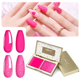 Solid Gel Nail Polish Set,Ombre Pat Painting Gel & Nail Art,6G Full-size 2 Colors Hot Pink & Glitter Pink Soak Off UV Gel Polish kit,Manicure Salon DIY Design at Home Gift for Woman