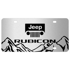 iPick Image for Jeep Rubicon Rock Mountain Graphic Brush Special Aluminum Metal License Plate for Decorative