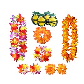 DIFEIUKI Hawaiian Wreath Set of 10 Hawaiian Leis Hawaiian Flower Garland Stylish Hawaiian Pineapple Glasses Garland Neck Wreath Hand Wreath Summer Tropical Event Hawaii Party Supplies Photo Props