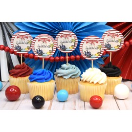 Ahoy Matey Pirate Treasure Map Birthday Party Thank You Sticker Labels, 40 2" Party Circle Stickers by AmandaCreation, Great for Party Favors, Envelope Seals & Goodie Bags