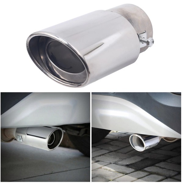Unbranded Silver Stainless Steel Car Rear Exhaust Pipe Tail Muffler