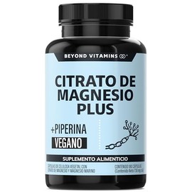 Beyond Vitamins | Citrato de Magnesio Plus Potenciado con Piperina para mayor absorción | 455mg Magnesio Elemental | Adicionado Con Magnesio Marino | 