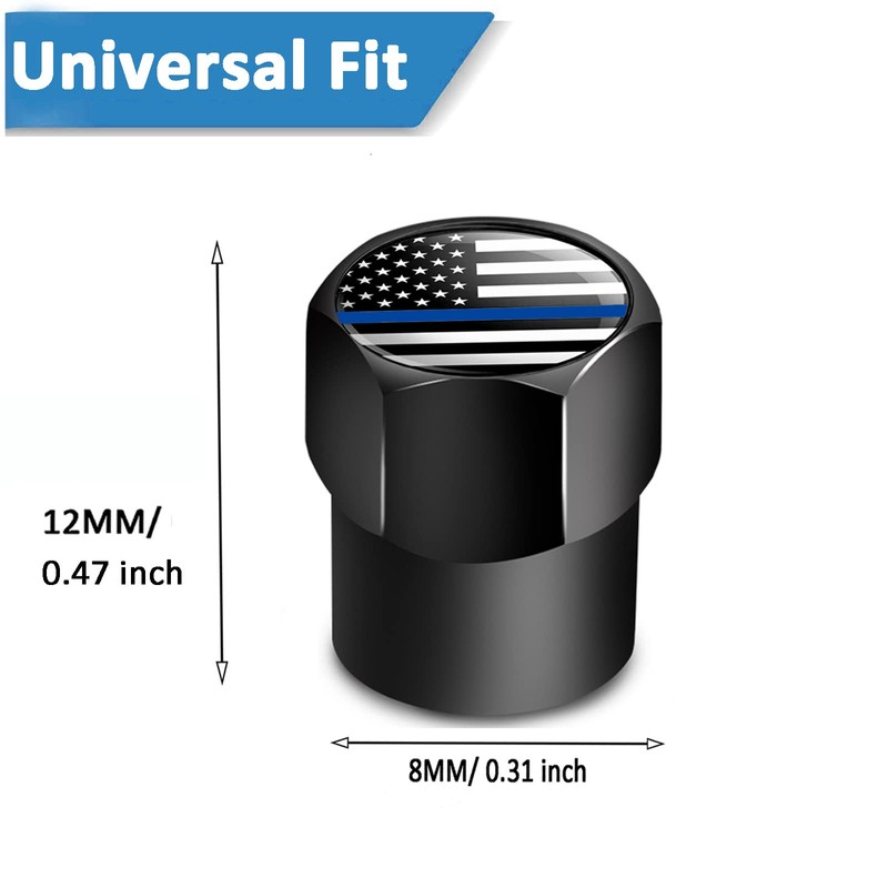 Dsycar 12 Pack Tire Stem Valve Caps Black, Thin Blue