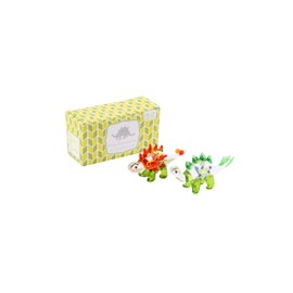 CGB Giftware | 2 Assorted Red/Green Glass Dinosaur Animal Ornament Stegosauruses | Collectable | Home Decor | Gift Boxed | GB02989