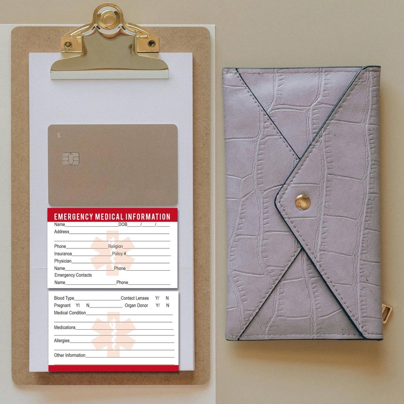 25 Emergency Medical Information ID Cards, Emergency Contact Wallet ID