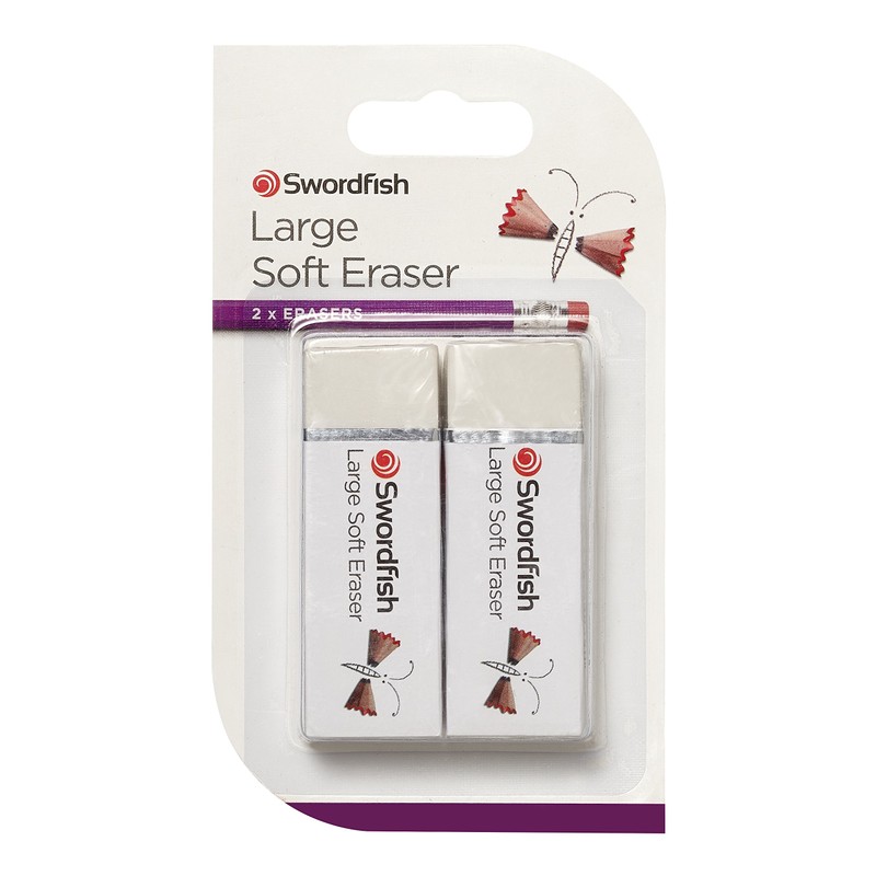 Swordfish ‘Large Soft’ Eraser [Pack of 2] PVC and Phthalate