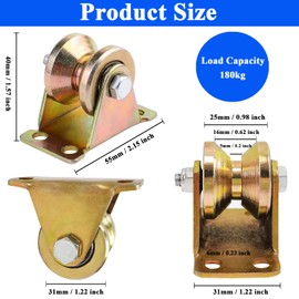 Pack of 4 Pulleys for Ropes, V-Groove Pulley Steel Cable Pulley for Wire Ropes Load Capacity 180 kg, Heavy Duty Castors Pulley for Steel Cable Pulley System Industrial Machines Fitness