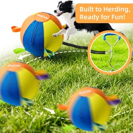 18 Inch Herding Ball for Dogs, Herding Dog Toys for Australian Shepherd with Bungee Leash & Ground Peg, Dog Herding Ball Tether Balls and Rope Set for Border Collies,Cattle & Medium to Large Breeds