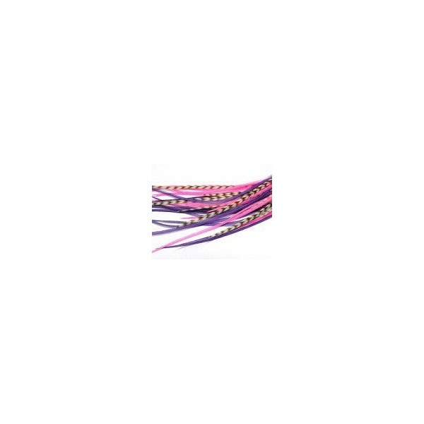 Feather Hair Extension Pink & Purple Remix 6"-12" Feathers for Hair Extension Includes 2 Silicone Micro Beads