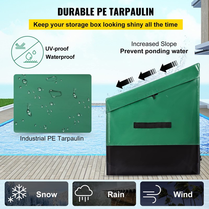 VEVOR Outdoor Storage Box, 150 Gallon Waterproof PE Tarpaulin Deck