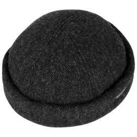 Stetson Lavoy Herringbone Wool Docker Hat Wool Hat Winter Hat Docker Cap Men – Made in the EU with Envelope, Docker, Lining Autumn Winter, charcoal