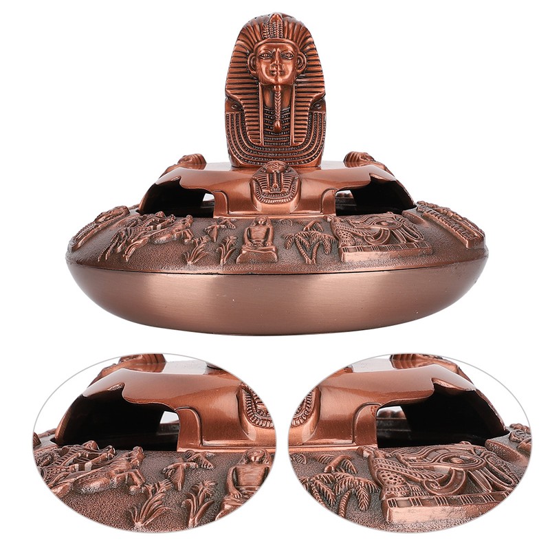 Metal Ashtray with Cover Retro Zinc Alloy Crafts Innovative Ornaments