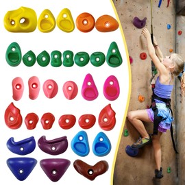 SREHRLY 32 PCS Rock Climbing Wall for Kids,Rock Wall Climbing Holds,Adults Climbing Wall Grip Kits Holds Up to 230 lbs for Outdoor Indoor Home Playground Climbing Wall Holds