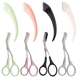 4 Stück Augenbrauenschere mit Kamm,Augenbrauen Schere für Frauen mit 8 Stück Augenbrauen-Trimmmesser,Edelstahl Beauty Augenbrauentrimmer,Zum Trimmen,Stylen und Pflegen der Augenbrauen