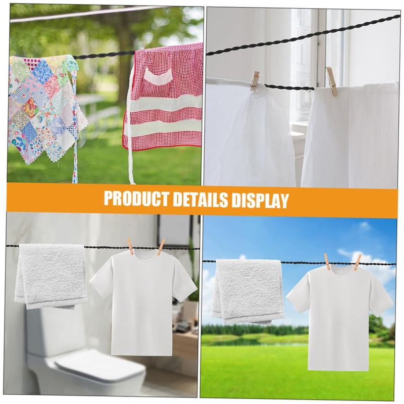 Alipis Portable Outdoor Clothesline Elastic Drying Rope Hooks for Camping
