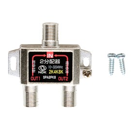 Nikko Electric Industry SPA2PK8 Antenna Splitter 2 Distribution (4K 8K BS CS CATV Terrestrial Digital) Indoor Use All Terminals Current Transmission Type