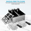 Pukomc Electric Double Deep Fryer with 2 Baskets & Lids,
