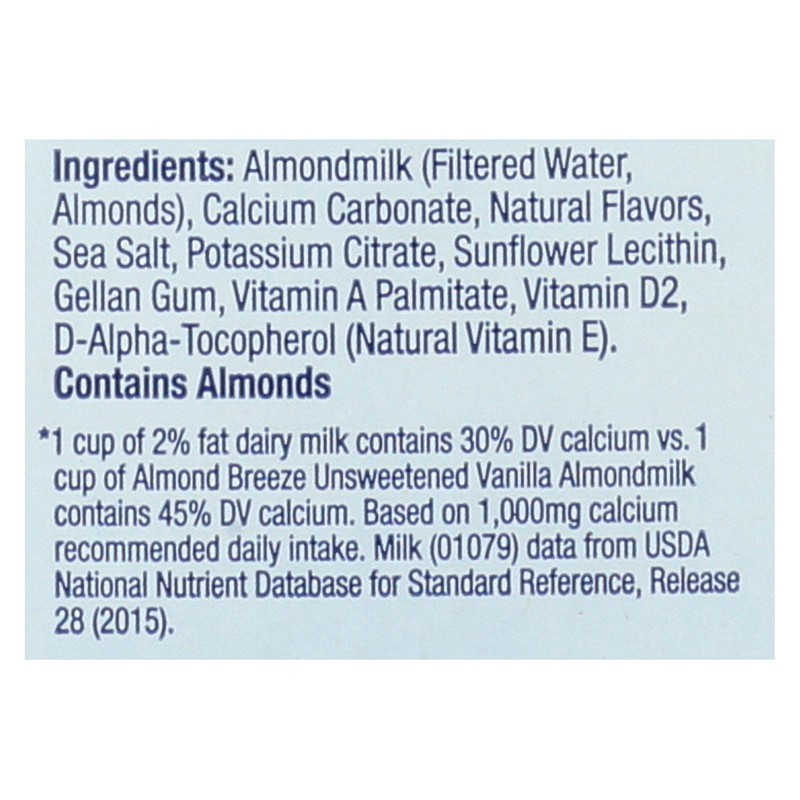 Blue Diamond Almond Breeze Unsweetened Vanilla 64 Oz (Pack of