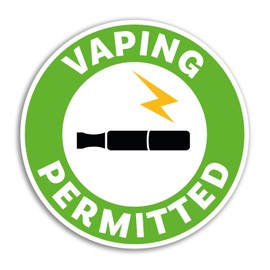 2 x 10cm Vaping Permitted Sign Vinyl Stickers - Warning Vape Zone Allowed Office Workplace Health & Safety Gift #78818