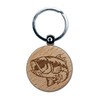 Sniggle Sloth Largemouth Bass Fish Fishing Engraved Wood Round Keychain