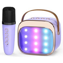 FLUESTON Mini Karaoke Machine for Kids Adults, Portable Bluetooth Speaker with Wireless Microphone, Birthday and Easter Gifts Toys for Girls Ages 3, 4, 5, 6, 7, 8, 9,10,11,12+ Years Old