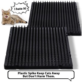 16 Pack Cat Repellent Outdoor Mat Cats Dogs Plastic Bendable Spiked Deterrent Training Repellent PET Mats with Spikes for Indoor Outdoor Supplies, 18.3 Square Feet, 16 x 13 Inch(Black)