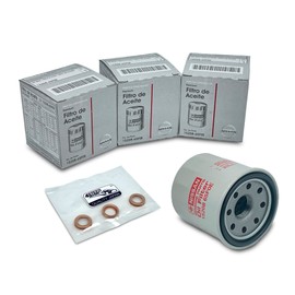 SET 3 PCS NEW Genuine OEM 15208-65F0E Engine Oil Filter + 4STEED MOTORS 11026-JA00A 11026-01m02 Drain Plug Gasket Compatible with Nissan Infiniti - Rogue Frontier Pathfinder Quest Murano Titan Sentra