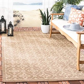 SAFAVIEH Courtyard Collection 2'7" x 5' Brown / Cream CY6564 Indoor/ Outdoor Waterproof Easy Cleaning Patio Backyard Mudroom Area Rug