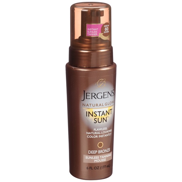 Jergens Natural Glow Instant Sun Sunless Tanning Mousse, Deep Bronze 6 oz (Pack of 3)