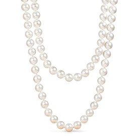ZAVANA Long Pearl Necklace for Women 60cm or 140cm Long Pearl Necklaces for Women with White Shell Pearls Pearl Jewelry with Jewelry Case, Pearl, Pearl