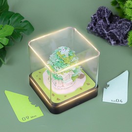 Time Piece Calendar, 2025 DIY Tree House 3D Calendar Memo Pad 3D Art Notepad Paper Desk Calendar Paper Craft Calendar for Desktop Decor New Year (Green)