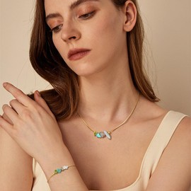 MJartoria Natural Stone Zodiac Sign Choker Necklace and Bracelet for Women, Crystals Necklace Bracelet Horoscope Healing Gemstone Astrology Jewelry Birthday Gifts, Iron, No Gemstone