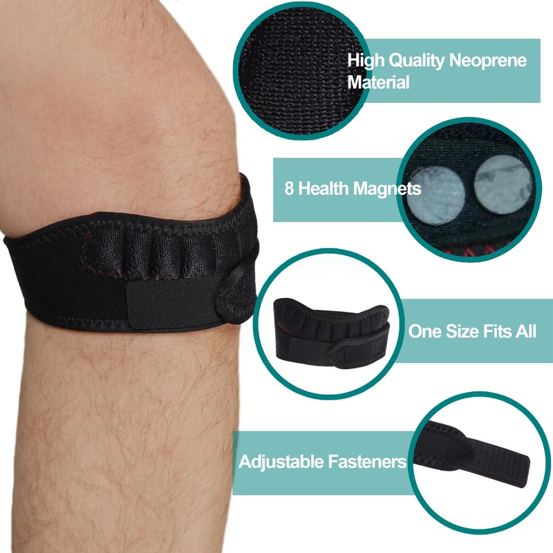 NeoPhysio Magnetic Therapy Patella Knee Strap with 8 Magnets
