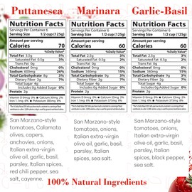 Pèpe's Little Napoli Brand Pasta Sauces – Marinara, Puttanesca & Garlic-Basil Combo – Premium Pasta Sauce Jar with San Marzano-Style Tomatoes – No Preservatives, Organic Spaghetti Sauce, 24.5 oz