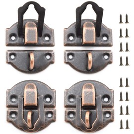 SDTC Tech 4-Pack Antique Decorative Hasp Retro Jewelry Box Latch with Matching Screws for Cabinet Drawer Wooden Crafts - Red Bronze