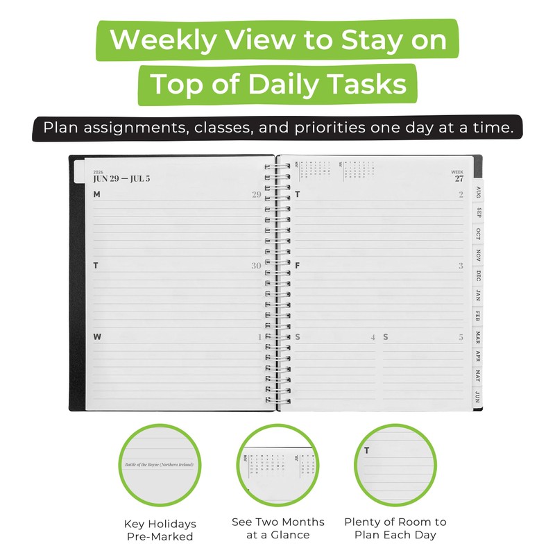 WallDeca Academic Planner 2026-2027, Daily, Weekly & Monthly Planner, July