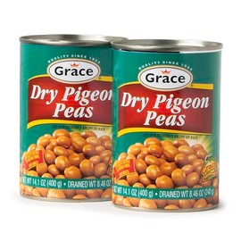 Grace Dry Pigeon Peas 14oz - 2 Pack - Jamaican Gungo Peas & Congo Peas - Caribbean Guandules Verdes - Peurto Rican Gandules Verdes Canned Peas