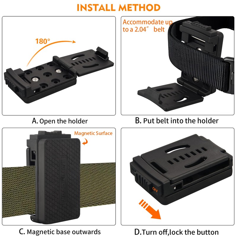 MUTUACTOR 1 PCS Magnetic Tool Belt Clip,Anti-Slip Heavy-Duty Magnetic Mount