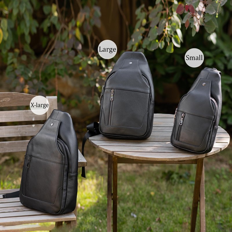 Polare Cowhide Leather Waterproof Casual Daypack Anti Theft Sling Shoulder