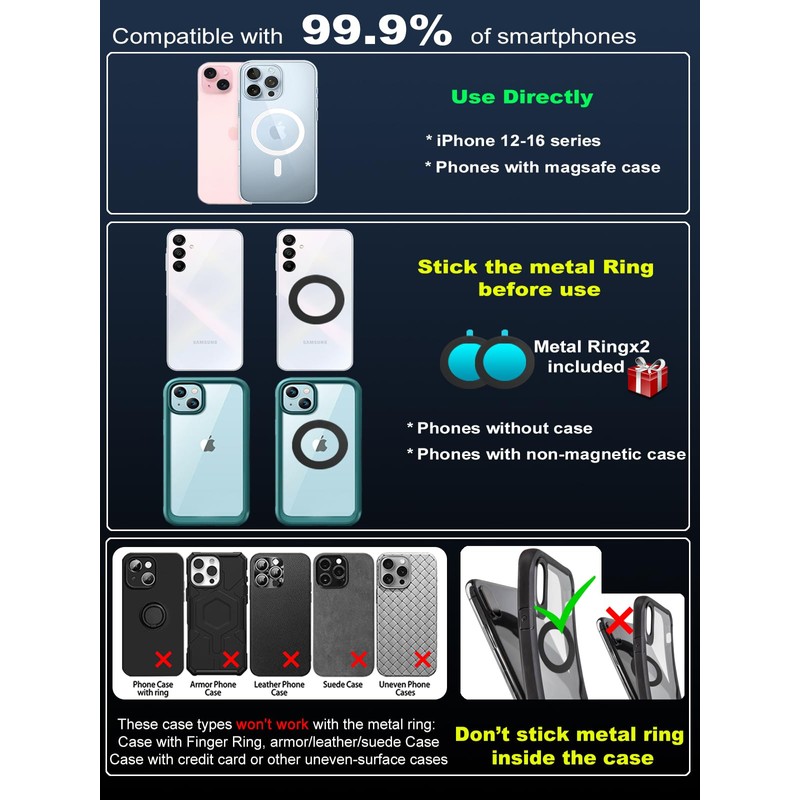 snanlen Upgraded 360° Vacuum Magnetic Phone Holder, Magnetic Car Phone