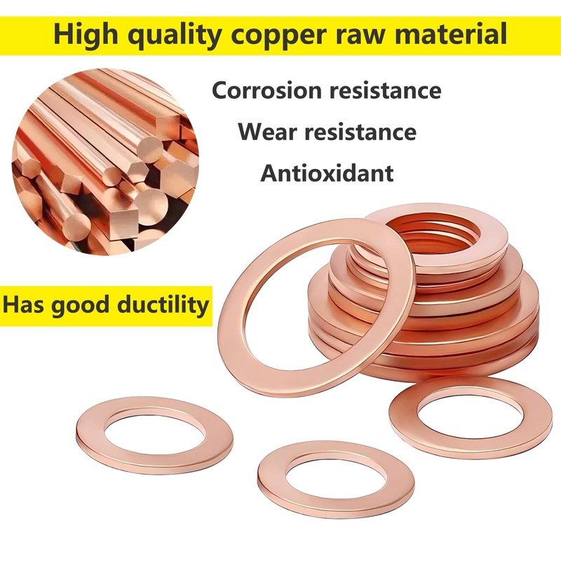 Qrity 20pcs Flat Washers Copper Flat Washers Gasket M6 Copper