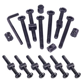 Swpeet 25Pcs Black M6 × 55mm Crib Hardware Screws, Hex Socket Head Cap Crib Baby Bed Bolt and Barrel Nuts with 1 x Allen Wrench Perfect for Furniture, Cots, Crib Screws (M6x55mm)