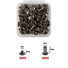 JXPXJMY 50 PCS Chicago Screw Set, Carbon Steel Binding Rivets for Books Leather Ledgers Travel Cases (Glossy Black, M5*10)