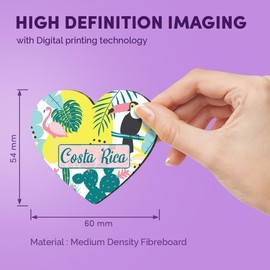 1x Heart MDF Magnet 6cm - Costa Rica Toucan Flamingo - Fridge Locker Office Whiteboard Toolbox #60308