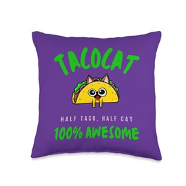 Tacocat, Half Taco, Half Cat, Awesome, Funny Taco Cat, Cute Throw Pillow