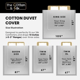 THE COTTON & SILK®️ 100% Luxury Long-Staple Cotton Duvet Cover Set - Soft & Breathable - Include 1 Duvet Cover with Corner Ties & Hidden Zipper, 2 Pillow Shams - Misty Blue, Queen Size